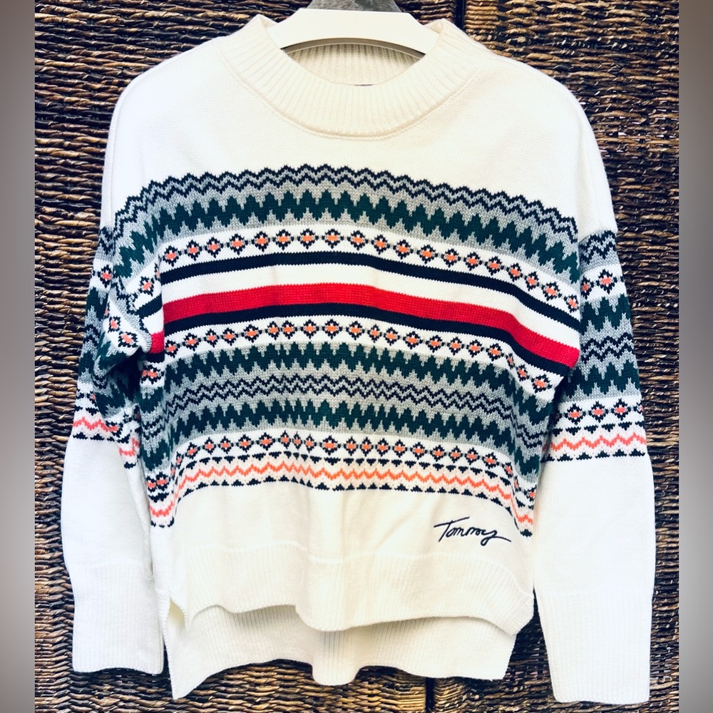 Tommy Hilfiger- Isle Women's Multicolor Patterned Sweater, Size: Small‎